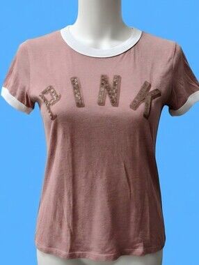 Victoria's Secret PINK Mauve Ringer Tee with White Trim